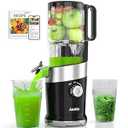 Cold Press Juicer with Whole Feed Chute, Aeitto Masticating Juicer Machines, Juice Extractor Machine Easy to Clean, High Juice Yield, For Whole Vegetables and Fruits, Easy to Assemble, Onyx Black
