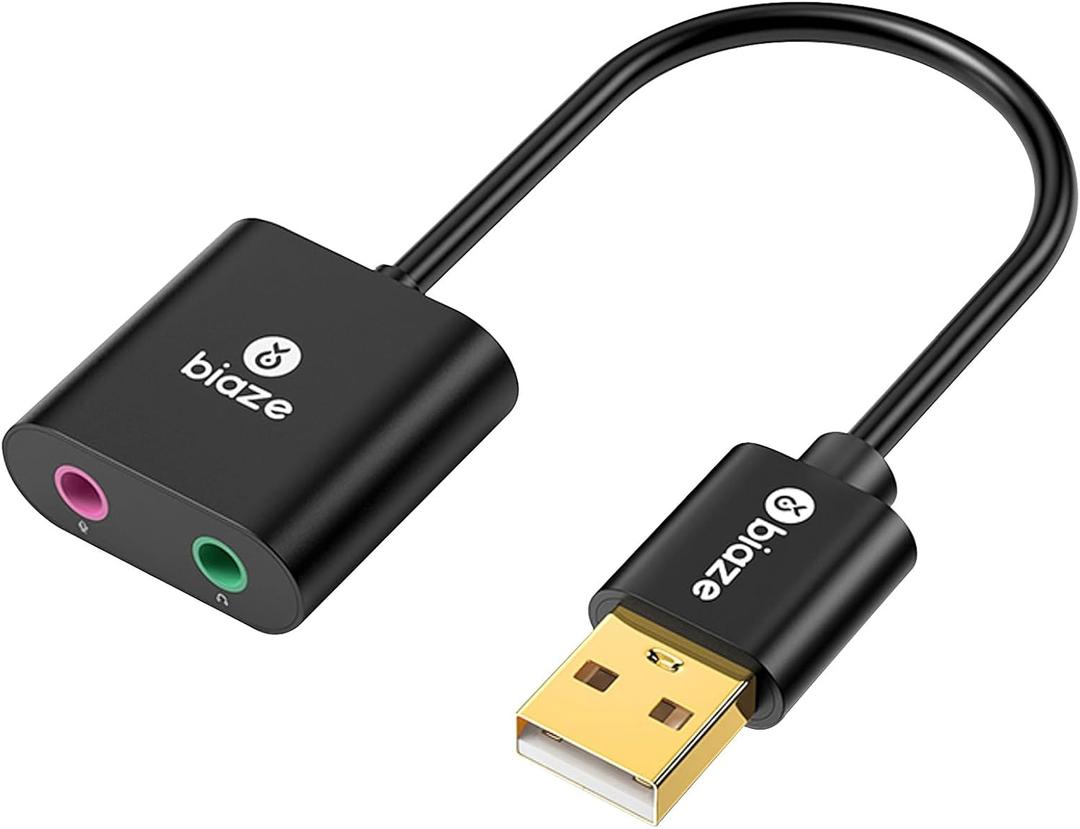 USB to 3.5mm Jack Audio Adapter External Sound Card with 3.5mm Headphone and Microphone TRS Jack to USB Compatible with Windows, Laptops, Desktops Windows, MAC, Linux, PC, PS5, PS4