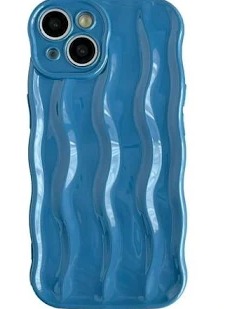 Caseative for iPhone 14 Case,Water Ripple Pattern Curly Wave Frame Soft Phone Case (Blue)