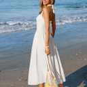 ZESICA Women's Summer Sleeveless Halter Midi Dress 2026 Off Shoulder High Waist Flowy Formal Wedding Guest Long Dresses (White, S)