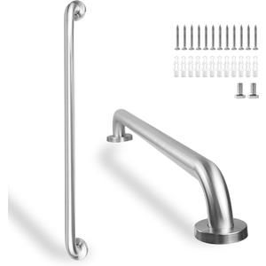 Shower Grab Bar, 2 Pack 32 Inch Brushed Nickel Bathroom Safety Bar, 1.25" Diameter 304 Stainless Steel Grab Bars for Bathtubs and Showers, Handicap Shower Grab Bar for Seniors Elderly