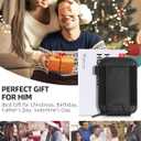 Small Wallet for Women with Rechargeable Find My Tracker Built-in, Zipper Accordion Credit Card Holder with Keyring, Anti-loss Fashion Minimalist Slim, Black