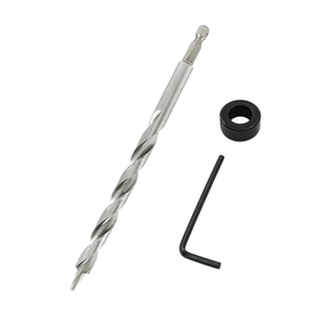 3/8 Inch Pocket Hole Drill Bit, 1/4 Inch Hex Shank Replacement Twist Step Drill Bit with Depth Stop Collar for Manual Pocket Hole Guide Jig Master System (6.7 Inch Length