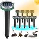 Mole Repellent Solar Powered 10 Pack Snake Repellent Ultrasonic, Groundhog Repeller,Gopher Repeller Sonic Mole Deterrent Spikes, Snake Gopher Mole Vole Repellent Outdoor for Lawn Garden & Yard (Green)