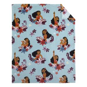 Disney Moana Feel The Waves Aqua, Coral & Violet with Pua Pig & Tropical Flowers Super Soft Toddler Blanket, Aqua, Orange, Purple, White , 40x50 Inch (Pack of 1)