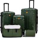 Rosamo 5 Piece Hardshell Suitcase Set, 20/24/28" Expandable Luggage Set with Matching Travel Bags, 22x14x9 Airline Approved Carry On, TSA Lock, Spinner Wheels, ABS+PC (Green)