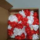Handmade Graduation Ribbon Leis Hawaiian Leis with Wood Beads Two-Tone Grad Flower Leis for College High School Graduation Party Accessories (Red and White)