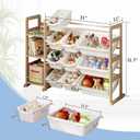 Toy Storage Organizer - Toy Organizers and Storage with Bookshelf, Toy Storage Shelf with 3 Shelves and 12 Storage Bins, Kids Bookshelf and Toy Storage for Kids Room, Playroom, Bedroom, Nursery, White, 42.2 Inches X 11 Inches X 31.5 Inches