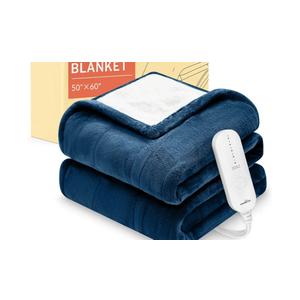HOMLYNS LuxeHeat Heated Blanket Electric Blanket, Soft Flannel Sherpa Heated Throw, Heating Blanket with 5 Heat Settings, 3 hrs Timer Auto Shut Off (50x60 inches, Navy) HOMLYNS LuxeHeat Heated Blanket Electric Blanket, Soft Flannel Sherpa Heated Throw, Heating Blanket with 5 Heat Settings, 3 hrs Timer Auto Shut Off (50x60 inches, Navy)