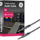 GE Home Electrical Pro 3.5mm Auxiliary Cable, 3ft Audio Cord, Premium Aux Cord for Car, Phone/Tablet, iPad, Home Stereo System and More, 33523