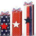 3 Pcs Patriotic Decorations 4th of July Table Decor Red White Blue Decorations Memorial Day Wood Block Sign and Centerpiece for Home Office Independence Day Tiered Tray Decor(Vintage Style)