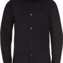 Calvin Klein Boys' Long Sleeve Slim Fit Dress Shirt, Button-Down Style with Cuffs & Shirttail Hem (Black, 16)