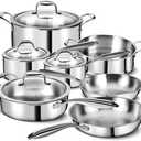 Amazon.com: 3 Ply Stainless Steel 11-Piece Cookware Set with Lids, Pots and Pans Kitchen Set, Non-Toxic, Induction, Oven, Dishwasher Safe, Professional Chef Quality: Home & Kitchen