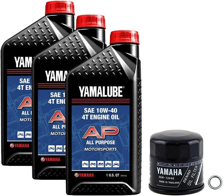 Yamaha Grizzly 660 4x4 (2002-2008) all Models AP Oil Filter Change Kit Yamaha Part# 5GH-13440-71-00, 3 Quarts All All Purpose LUB-10W40-AP-12