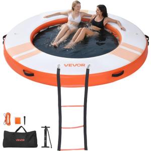 VEVOR Inflatable Floating Dock, Inflatable Dock Platform, Non-Slip Water Air Mat with Portable Carrying Bag and Detachable Ladder, Floating Water Platform Island Raft for Pool Beach Ocean, φ8 x 0.5 ft/2.44 m x 0.15 m