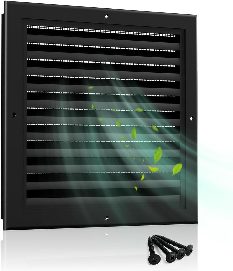 16" X 16" Gable Vent Aluminum Gable Vents for Houses Attic Vent Shed Vents Cover Exterior with Screen Mesh Alloy Wall Vent Ventilation for Home Garage Attic Ceiling - Vent Opening: 14" x 14" Black