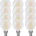 E12 G16 LED Globe Light Bulbs, Small Golf Ball Size Round Bulb, 6W (60W Equivalent) 600 Lumens, 4000K Daylight White, Dimmable, Frosted Glass, for Chandelier, Pendant, Sconce, Lamp  12 Pack