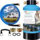 H&G lifestyles Portable Water Filter for RV Water Filtration System KDF Carbon Reduce Bad Taste Odor Chlorine Sediment with 3/4" Brass Adapter Water Hose for Drinking Camping