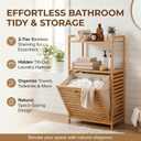 Baveke Laundry Hamper with 2-Tier Shelves & Tilt Out Basket, Laundry Baskets Organizer Hampers Bathroom Storage Shelf for Laundry Room, Bathroom, Nursery, Bedroom, Guest Room (FSC-Certified Bamboo), YSJ01-2T