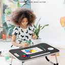 FISYOD Foldable Laptop Table, Portable Lap Desk Bed Table Tray, Laptop Stand with Cup Holder & Tablet Slot & Lifting Handle for Working Writing Drawing & Eating (Black)