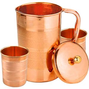 Pure Copper Water Jug Drinkware Tableware Pitcher for Ayurveda Healing Capacity 1.6 L (54.10 OZ)