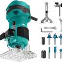 Router Tool For Woodworking, 32000 RPM Compact Palm Wood Routers, Trim Router with 6 Wood Bits, 1/4" Collets and 8mm/12.7mm Adapter