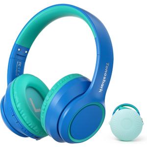 Kids Bluetooth Headphones with Active Noise Cancelling, Wireless Over-Ear Headphones for Boys Girls, Foldable, Adjustable, 40H Playtime, Mic for School Travel(Blue)