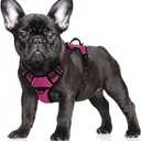 BARKBAY No Pull Dog Harness Large Reflective Dog Harness with Front Clip and Easy Control Handle for Walking Training Running with ID tag Pocket(Pink/Black,S)