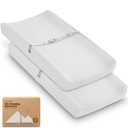 2-Pack Baby Changing Pad Covers for Girl, Boy,Neutral - Soft Viscose Derived from Bamboo Changing Table Pad Cover Sheets,Baby Nursery Diaper Changing Pad Cover,Contour Changing Pad Liner (French Gray)