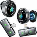 Mini Microphone for iPhone: 2PCS Wireless Lavalier Microphone for Android - Noise Canceling Magnetic Clip Lapel Mic - Vlogging & Pro Video Recording for Content Creators (Gray 1)