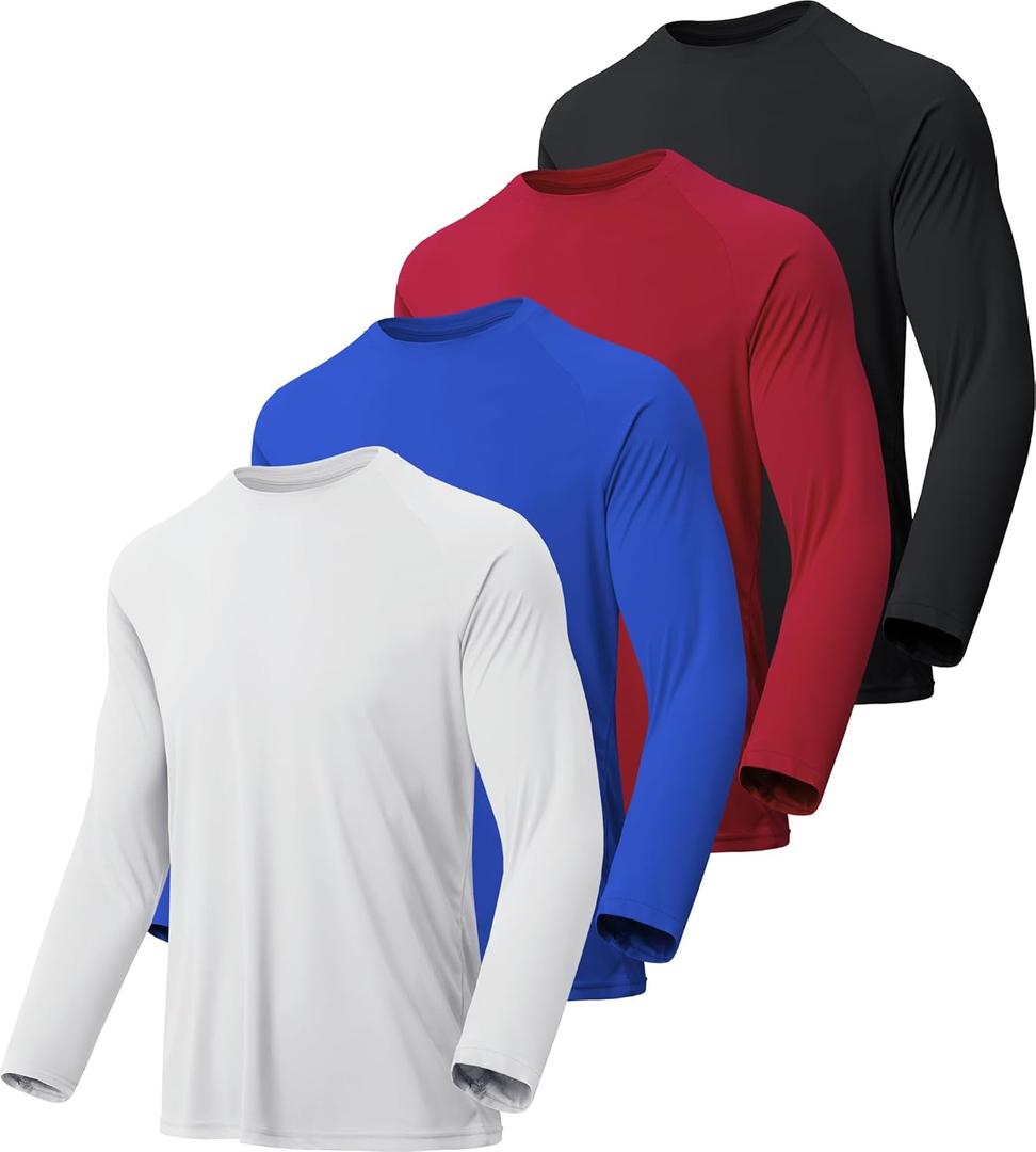 MLYENX 4 Pack Long Sleeve Shirts for Men UPF 50+ UV Sun Protection Quick Dry Moisture Wicking Workout Tee Shirts XL