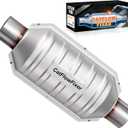 Universal Catalytic Converter - 2"/2 Inch Inlet/Outlet, Stainless Steel, High Flow with O2 Port, Universal Fit (EPA Compliant)