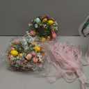6 Pcs Easter Egg Candle Rings Wreaths Mini Artificial Spring Easter Egg Berry Wreath for Front Door Hanging Kitchen Cabinet Wreath with Ribbon for Porch Wall Window Farmhouse Decor