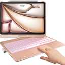 typecase Touch Keyboard Case with Trackpad for iPad Air 11-inch (M2) 2024: 360Rotatable - 11 Colors Backlight - Wireless Keyboard with Pencil Holder for iPad Air 5th & 4th Gen,Rose Gold