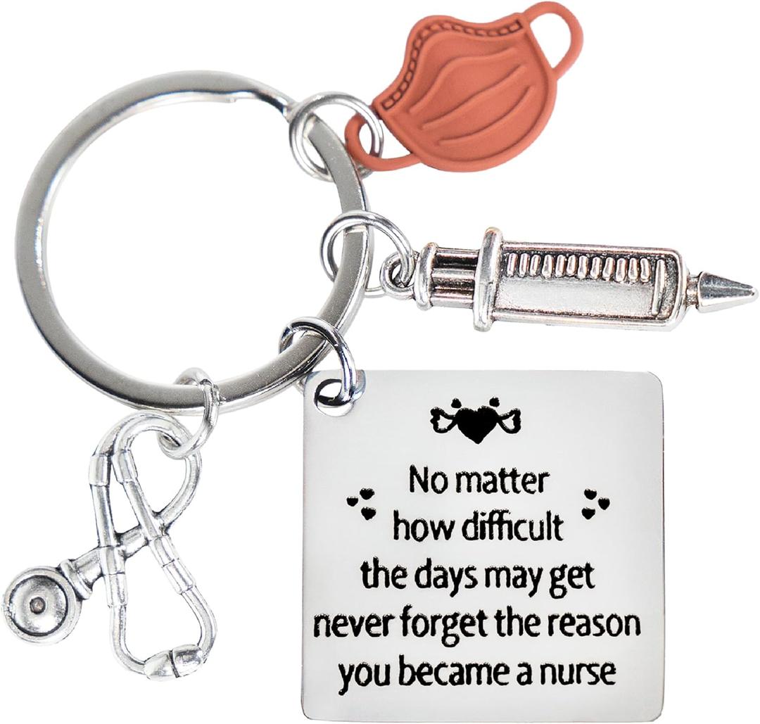 5 x Nurse Keychain For Nurses, Medical Student, Cool Nurse Gifts For Women, Female, Best Birthday Rn Nursing Gift Ideas (Mask)