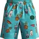 Mens Swim Trunks with Compression Liner 7 inch Inseam Quick Dry 2 in 1 Beach Board Shorts with Pockets S-3XL (Teal, S)