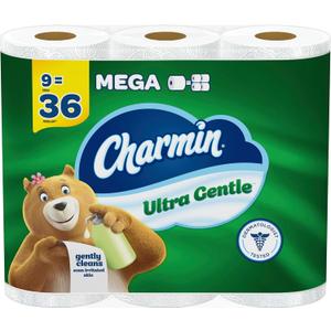 Charmin Ultra Gentle Toilet Paper, 9 Mega Rolls, 231 Sheets Per Roll