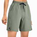 AFITNE Women's Hiking Shorts, Quick Dry Lightweight Summer Shorts for Golf Travel, 4"/ 7" Curvy-Fit with Zipper Pockets M