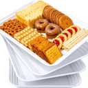 SUT 4-Pack Plastic Large White Serving Trays Set - 16" x 11" Reusable Serving Platters for Cookie, Appetizer, Charcuterie, Snack, Dessert, Party Food Display - Stackable Serving Trays for Party