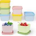 greenandlife 8Pack 5.4oz Plastic Snack Containers for Kids, Reusable Small Containers with Lids, Stackable Food Storage Container Set, Microwave & Dishwasher Safe, BPA Free, Macaroon