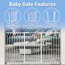 WAOWAO Extra Tall 40.55" Baby Gate 29.92-63.38" Wide Pressure Mounted Walk Through Swing Auto Close Safety White Metal Toddler Child Dog Pet for Indoor Stairs,Doorways,Kitche
