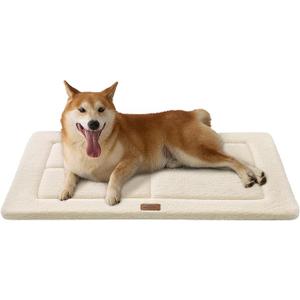 Low-Profile Dog Pad Mat for Medium Small Dogs, Washable Ultra Soft Dog Crate Mat, High Density Foam Pet Beds for Indoor & Outdoor Dogs, 31" x 48", Cream White