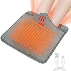 Mostop Electric Foot Warmer, Double Sided Feet Heating Pad for Men and Women, Washable Feet Warmer Under Desk/in Bed, Electric Heated Pad in Home Office,Fast Heating Pad Foot Warmer