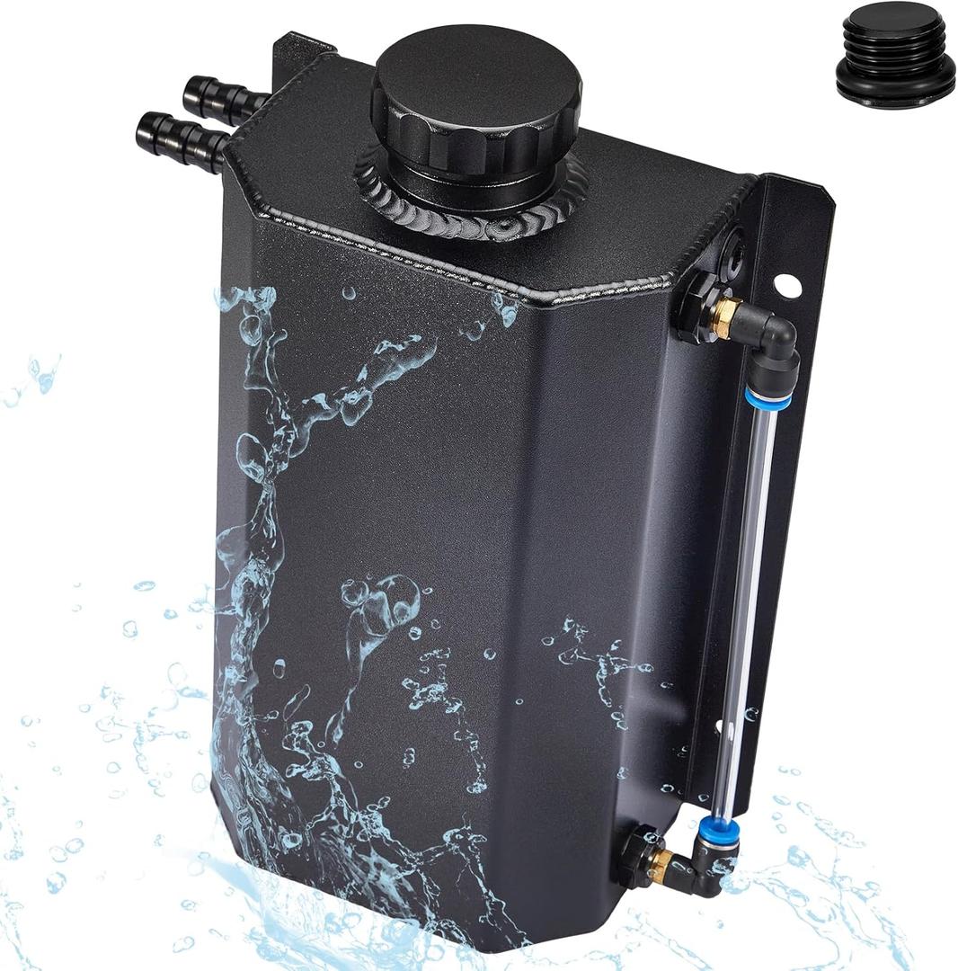 Universal Coolant Overflow Tank,Aluminum Radiator Overflow Tank,Coolant Reservoir Tank,Coolant Radiator Tank,Expansion Tank Recovery Water Tank Reservoir 2L-Black