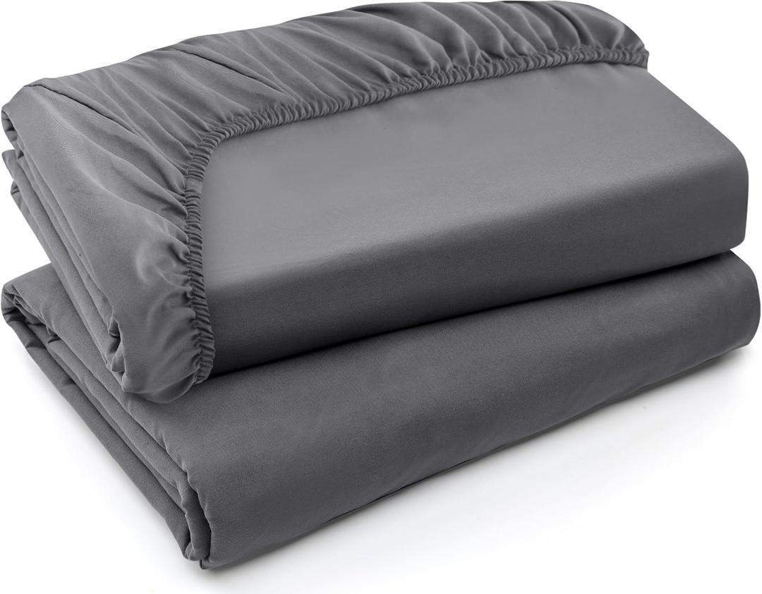 Utopia Bedding Twin XL Fitted Sheets - Bulk Pack of 2 Bottom Sheets - Soft Brushed Microfiber - Deep Pockets - Shrinkage & Fade Resistant - Easy Care (Twin XL, Grey)