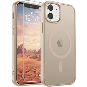 SUPFINE Magnetic for iPhone 12 Case/iPhone 12 Pro Case (Compatible with MagSafe)(Military Grade Drop Protection) Slim Translucent Matte with Anti-Fingerprint Phone Case,Desert Gold