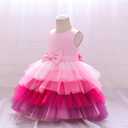 Flower Baby Girl Lace Dress Toddler Tulle Sleeveless Bow Princess Party Wedding Pageant Bridesmaid (6-12M)