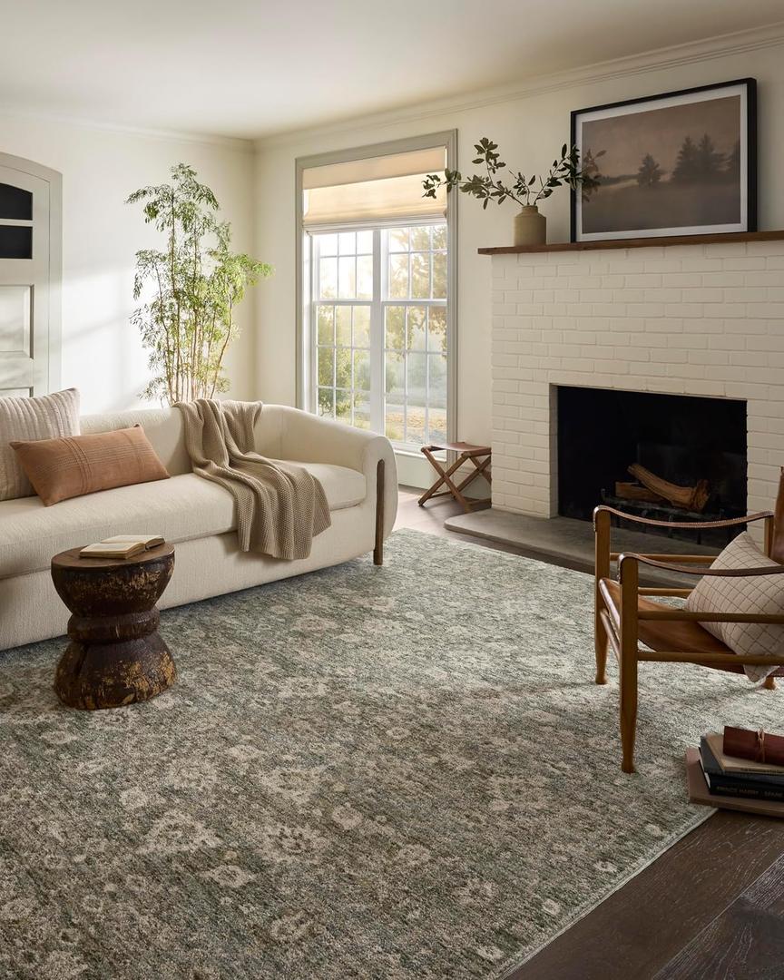 Loloi Magnolia Home by Joanna Gaines Junie Collection JUE-06 Lagoon/Natural 2'-0" x 3'-0", .38" Pile Height, Accent Rug