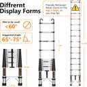 Telescoping Ladder 14.5 FT with 2 Detachable Hooks, 330 lbs Max Capacity