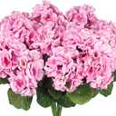 CISDUEO 4 Pcs Artificial Geranium Flowers for Outdoors Silk Geraniums Flowers Outdoor Purple Pink Faux Geraniums for Planters Outdoor Decor Indoor Garden Patio Grave Cemetary Table Centerpiece
